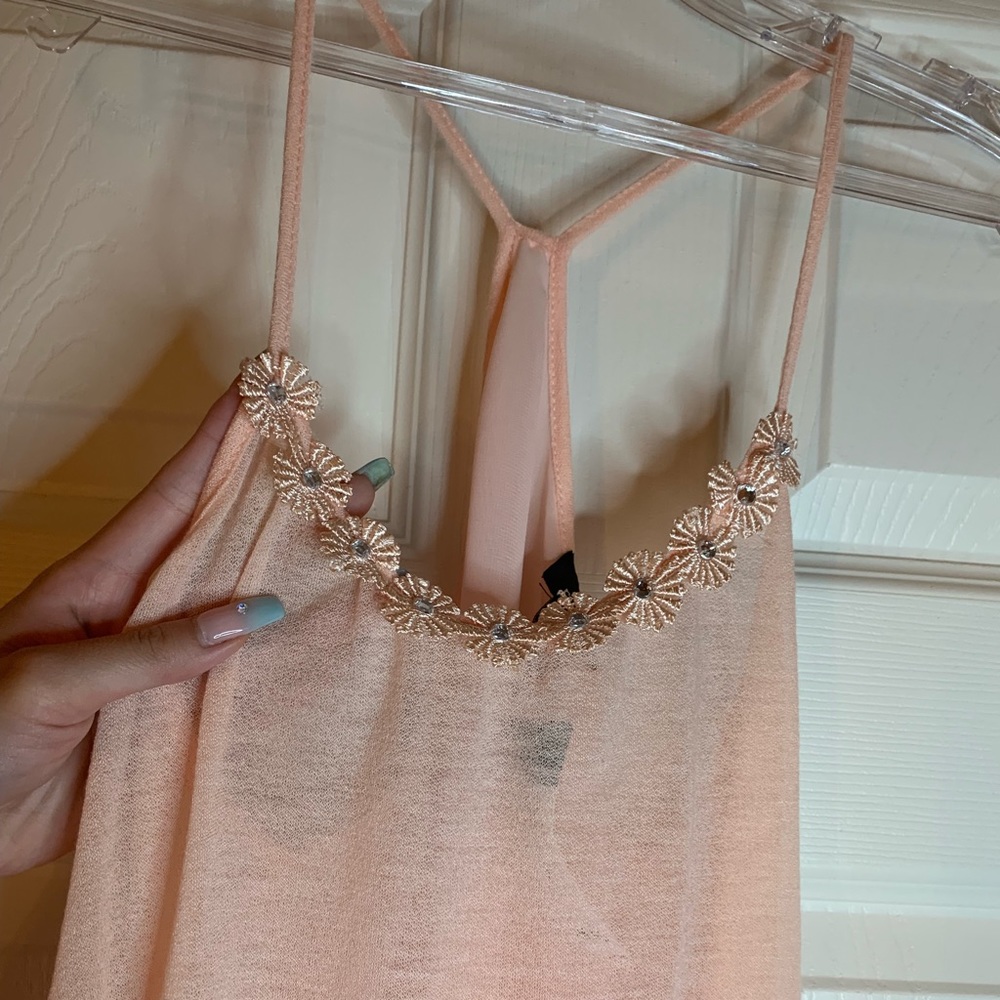 Brand New Peach Floral Tank Top